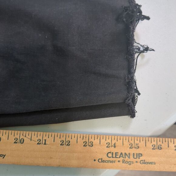 Spanx black distressed-wash frayed hem crop flare jeans medium - Picture 3 of 5